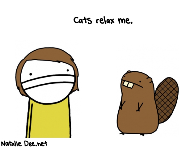 Natalie Dee random comic: cats-relax-me--917 * Text: Cats relax me.
