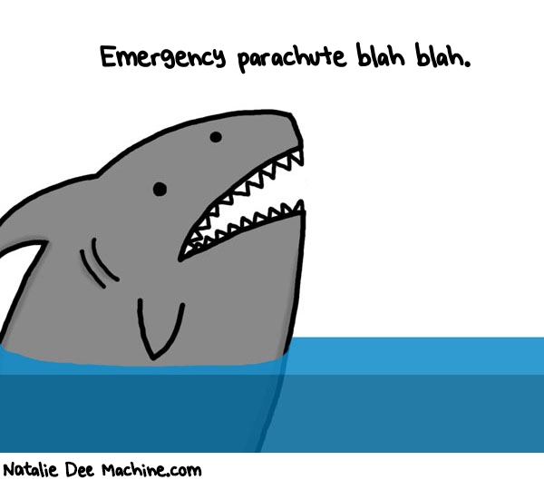 Natalie Dee random comic: emergency-parachute-blah-blah-600 * Text: Emergency parachute blah blah.