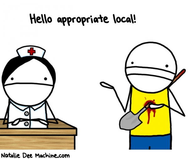 Natalie Dee random comic: hello-appropriate-local-142 * Text: Hello appropriate local!