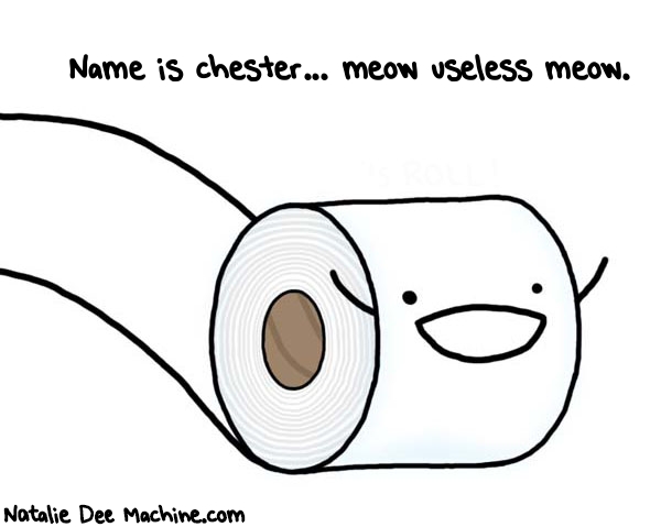 Natalie Dee random comic: name-is-chester-meow-useless-meow-907 * Text: Name is chester... meow useless meow.