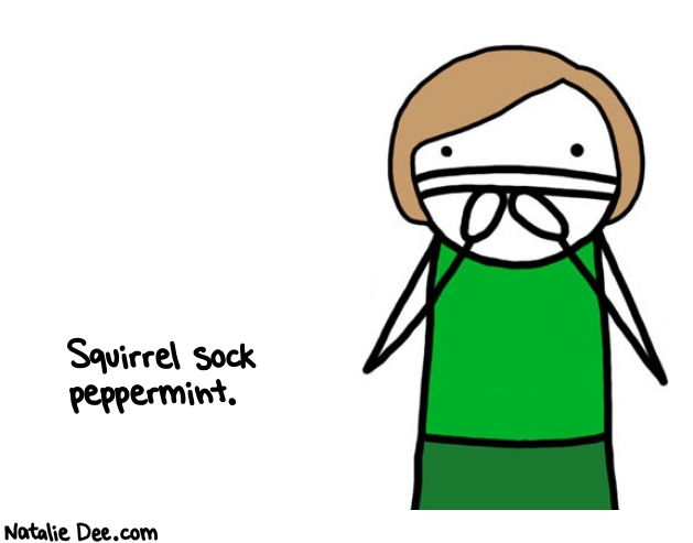 Natalie Dee random comic: squirrel-sock-peppermint-220 * Text: Squirrel sock 
peppermint.
