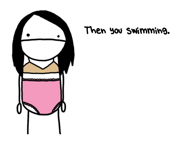 Natalie Dee random comic: then-you-swimming-125 * Text: Then you swimming.
