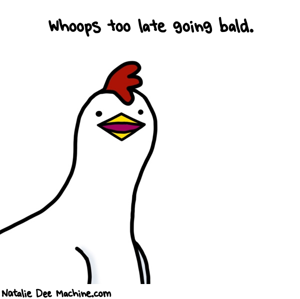 Natalie Dee random comic: whoops-too-late-going-bald-714 * Text: Whoops too late going bald.