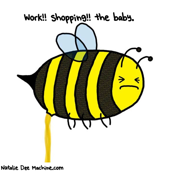 Natalie Dee random comic: work-shopping-the-baby-901 * Text: Work!! shopping!! the baby.