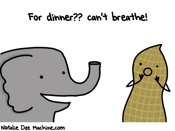 Natalie Dee random comic: for-dinner-cant-breathe-212 * Text: For dinner?? can't breathe!